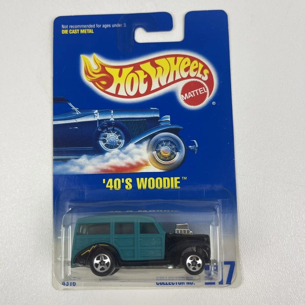 1991 Hot Wheels 40s Woodie Green Collector No 217 5 Spoke Tires